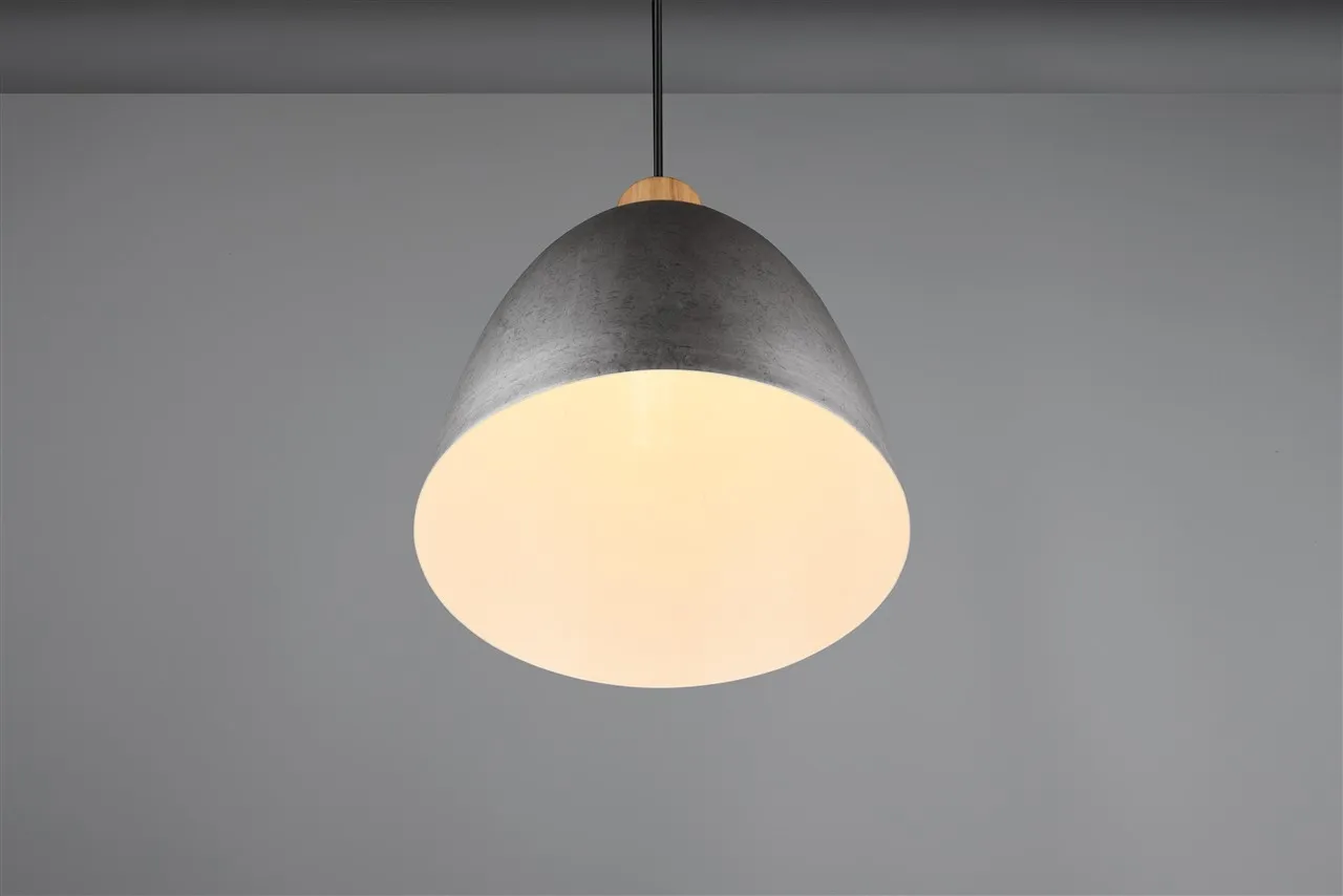Lampada Sospensione Cucina Jagger Metallo Nichel Inserto Legno Trio Lighting