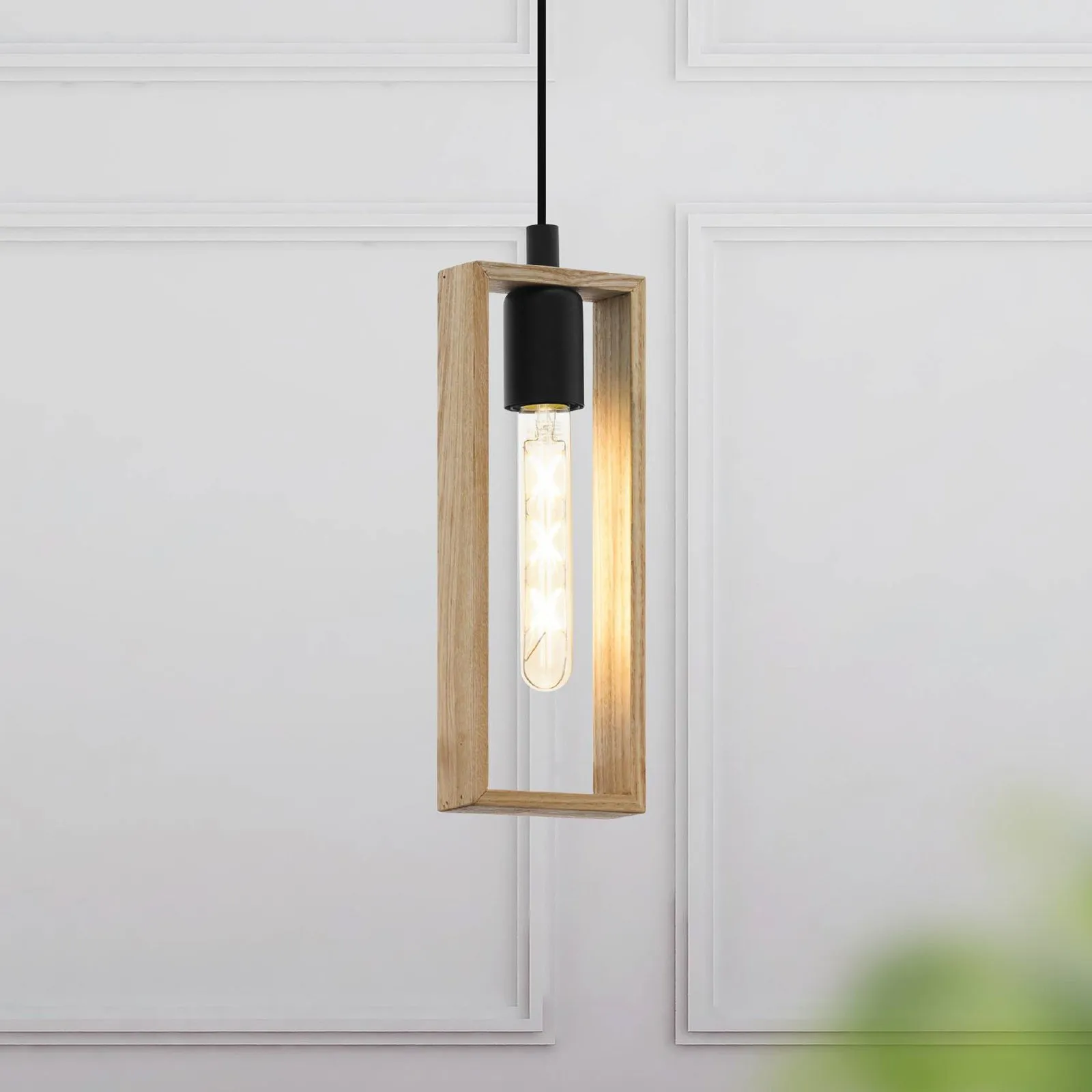 Lampada sospensione Littleton nero/marrone, 1 luce
