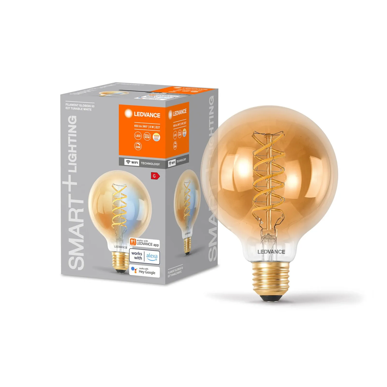LEDVANCE SMART+ WiFi E27 8W LED G95 oro 822-850