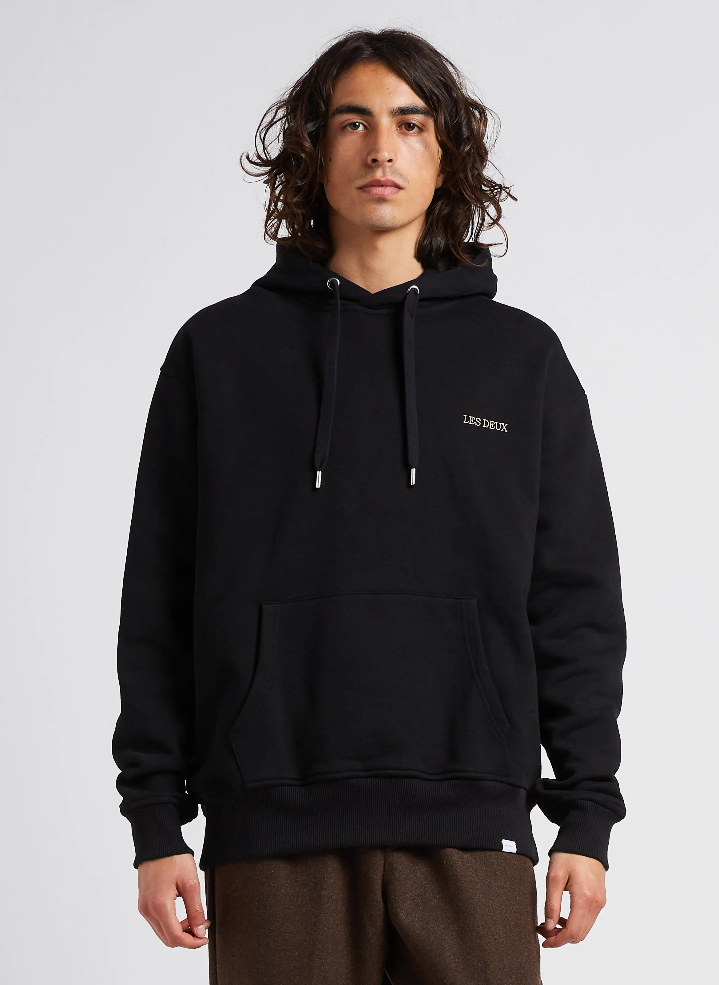  LES DEUX   Felpa ricamata con cappuccio loose-fit in cotone bio | Nero