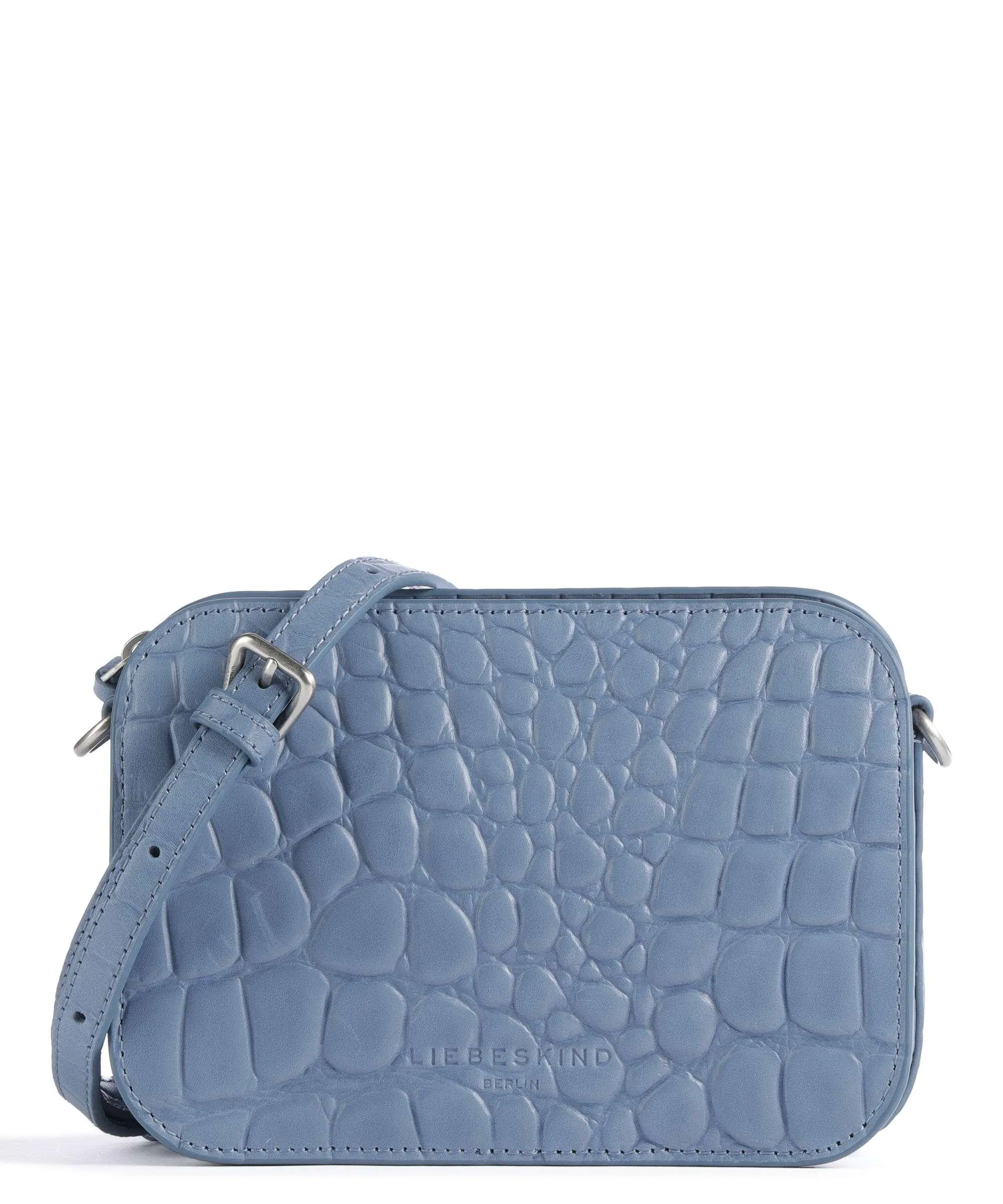  Liebeskind Luka Waxy Croco Borsa a tracolla pelle in rilievo blu-grigio  