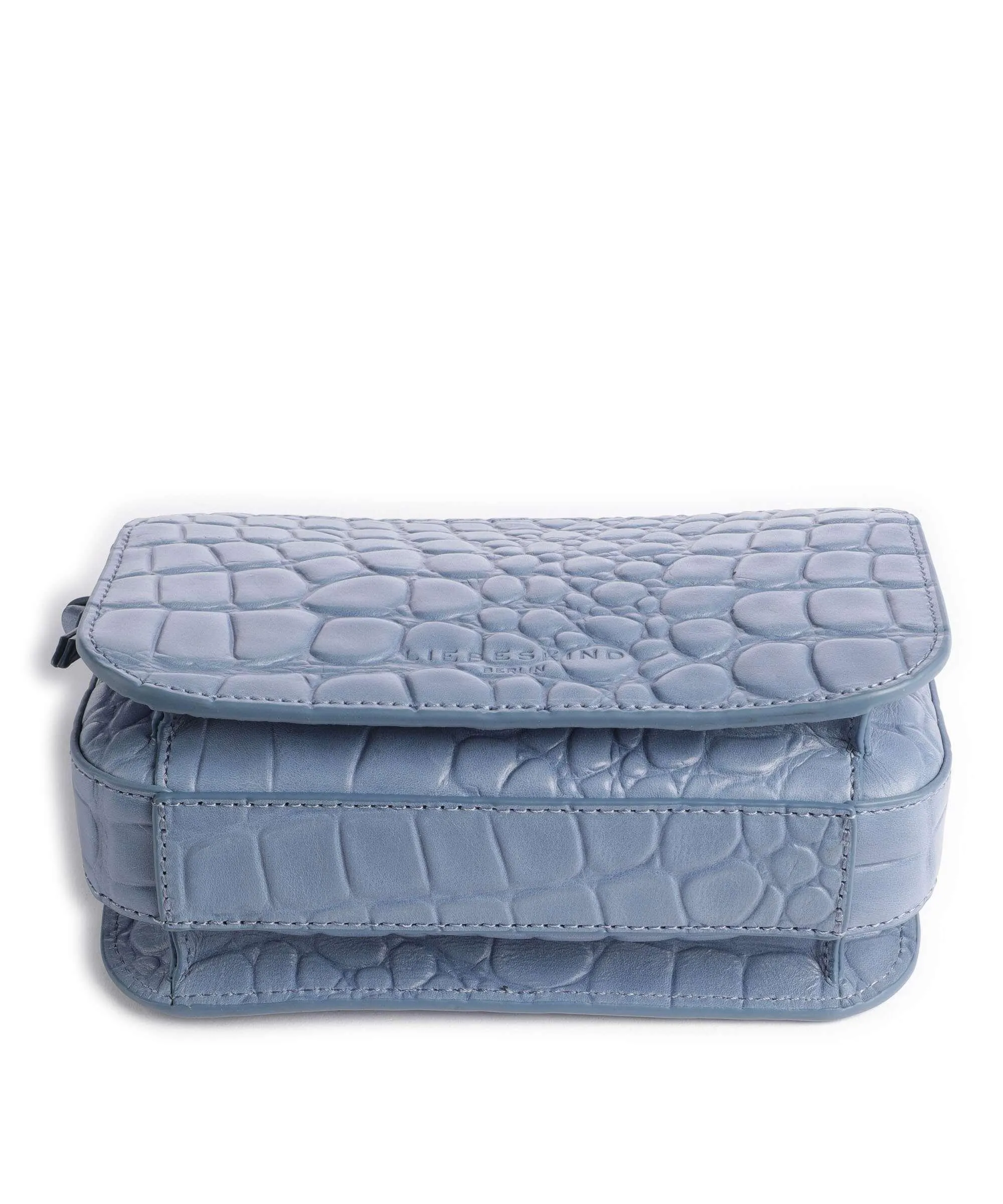 Liebeskind Luka Waxy Croco Borsa a tracolla pelle in rilievo blu-grigio  