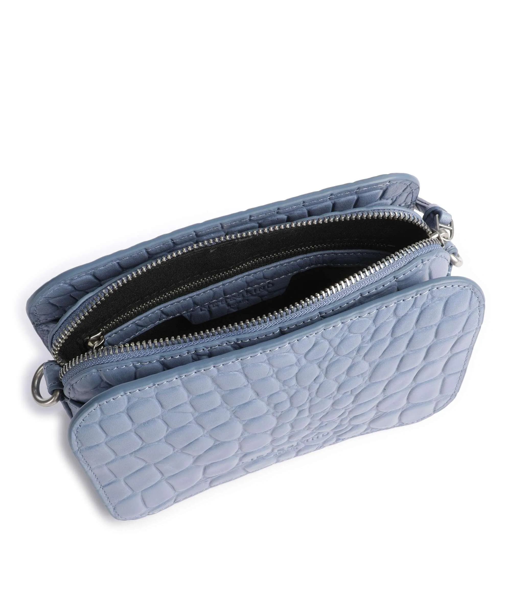  Liebeskind Luka Waxy Croco Borsa a tracolla pelle in rilievo blu-grigio  