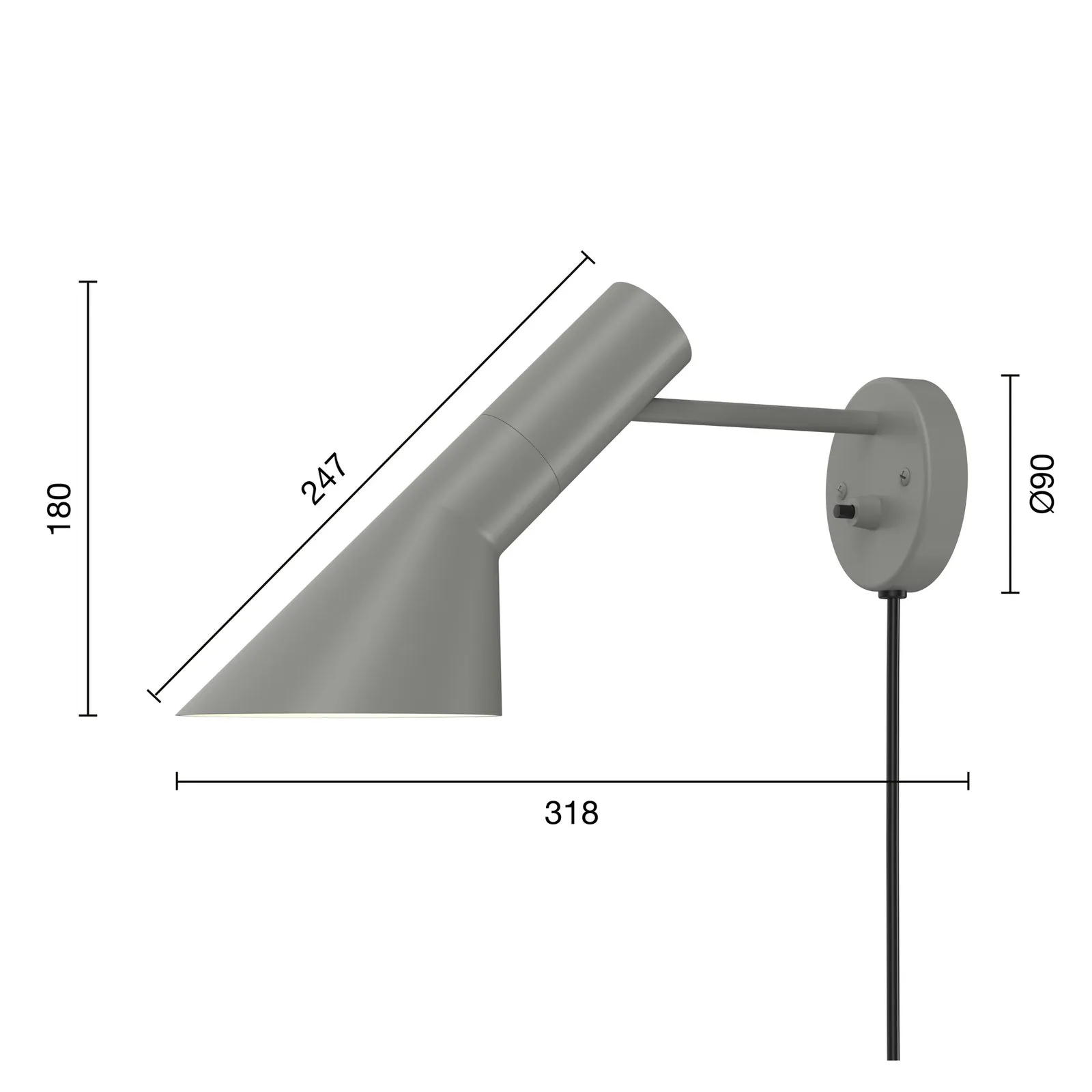 Louis Poulsen AJ, applique di design grigio