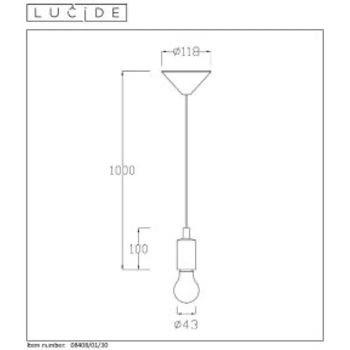 Lucide FIX Lampada a Sospensione Nero, 1-Luce