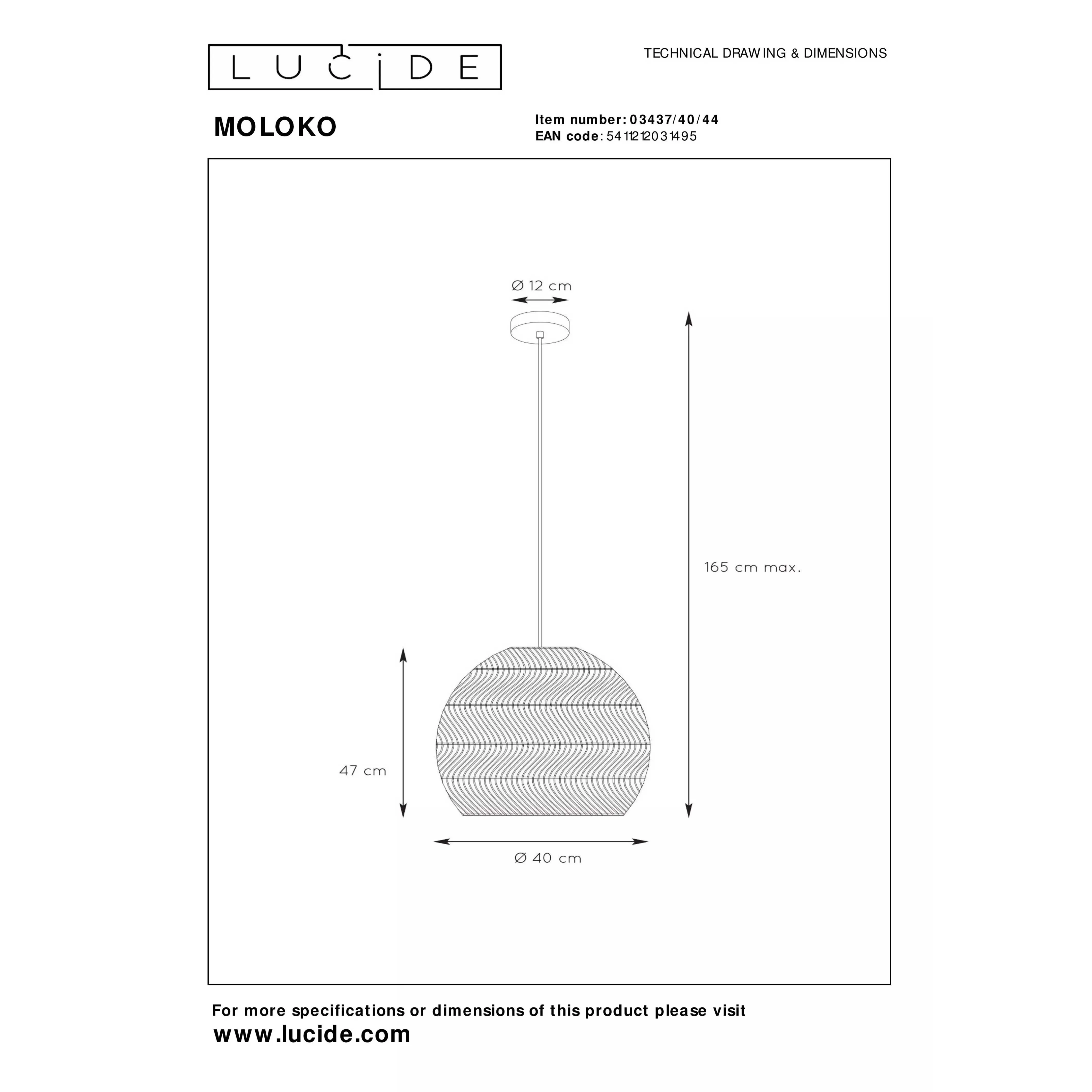 Lucide  Lampada a sospensione con paralume in rotan dalle linee moderne Moloko - 40W