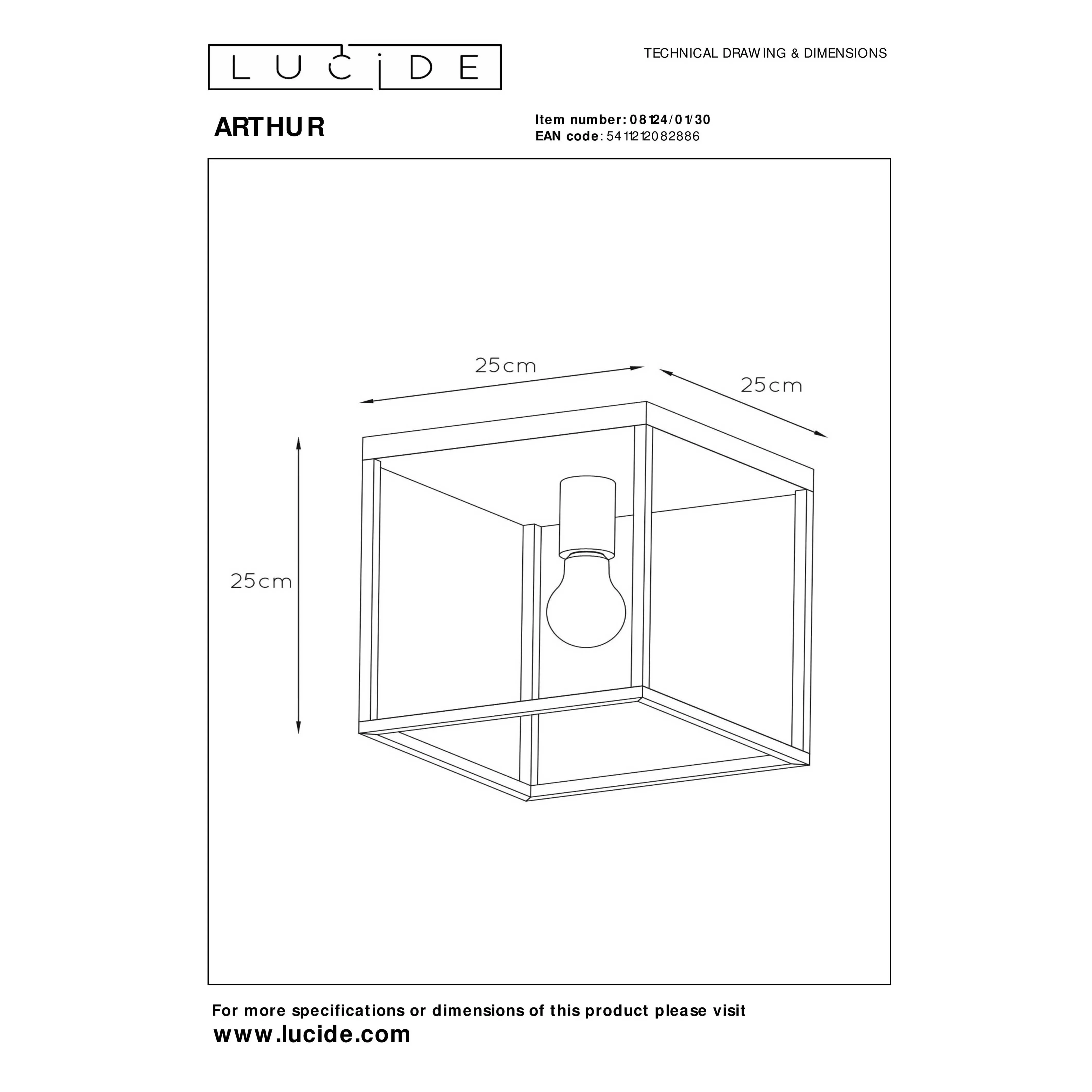 Lucide  Lampada da soffitto di design con struttura in metallo dalla forma cubica Arthur - 60W