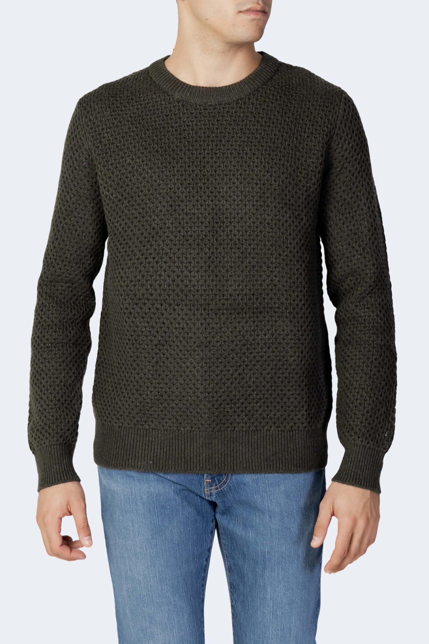 Maglione Selected slhoctavian ls honeycomb crew neck w Verde Scuro