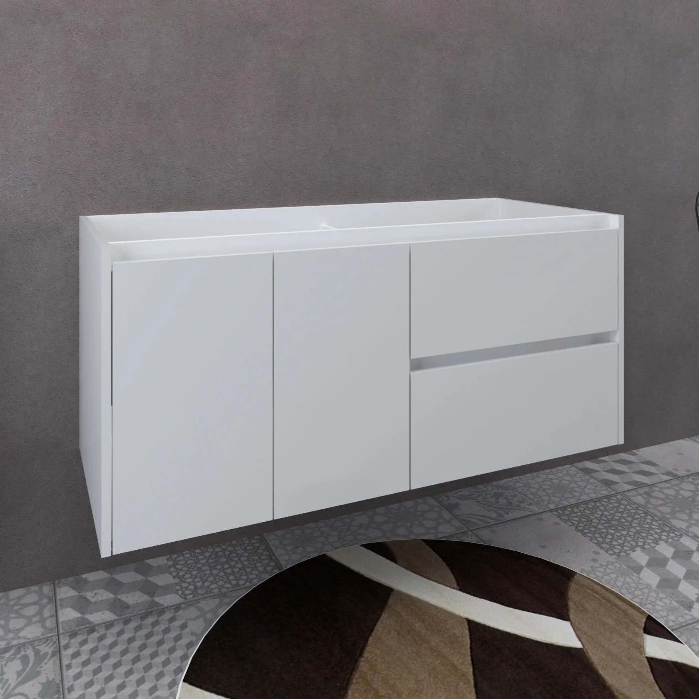 Mobile bagno lavabo sospeso Garda 120x50 cm bianco lucido