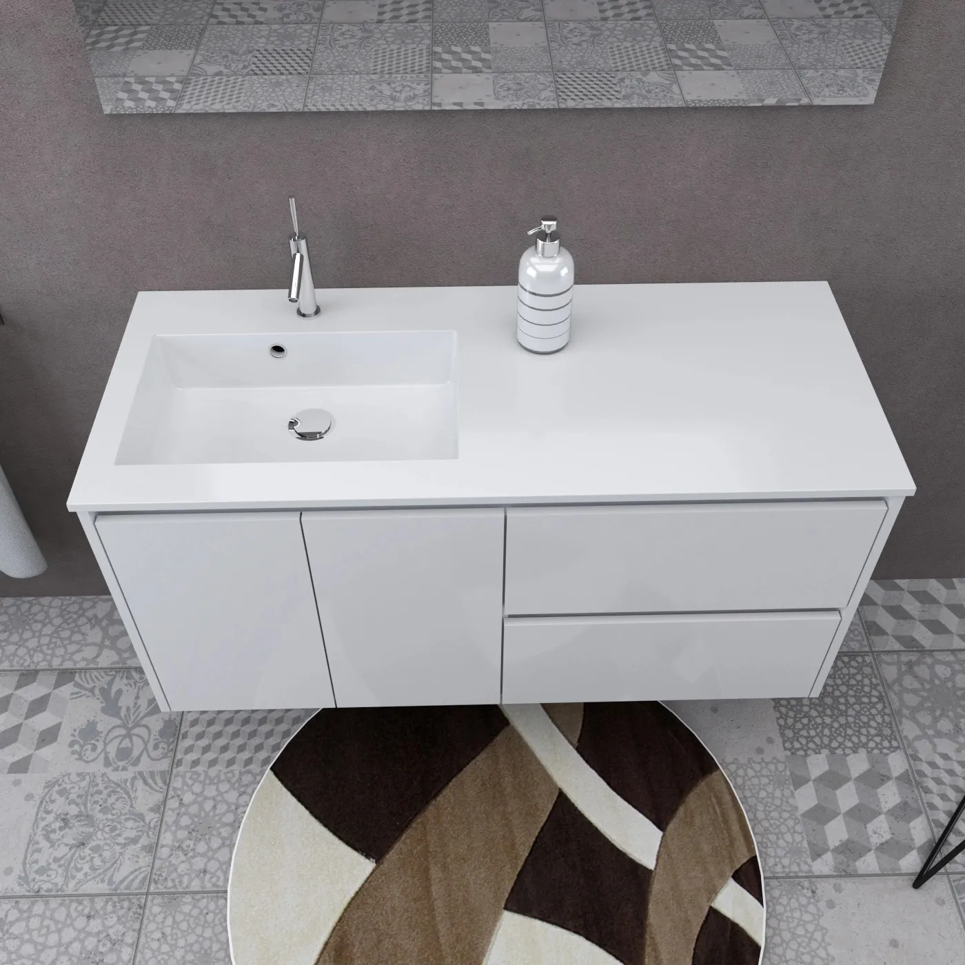 Mobile bagno lavabo sospeso Garda 120x50 cm bianco lucido