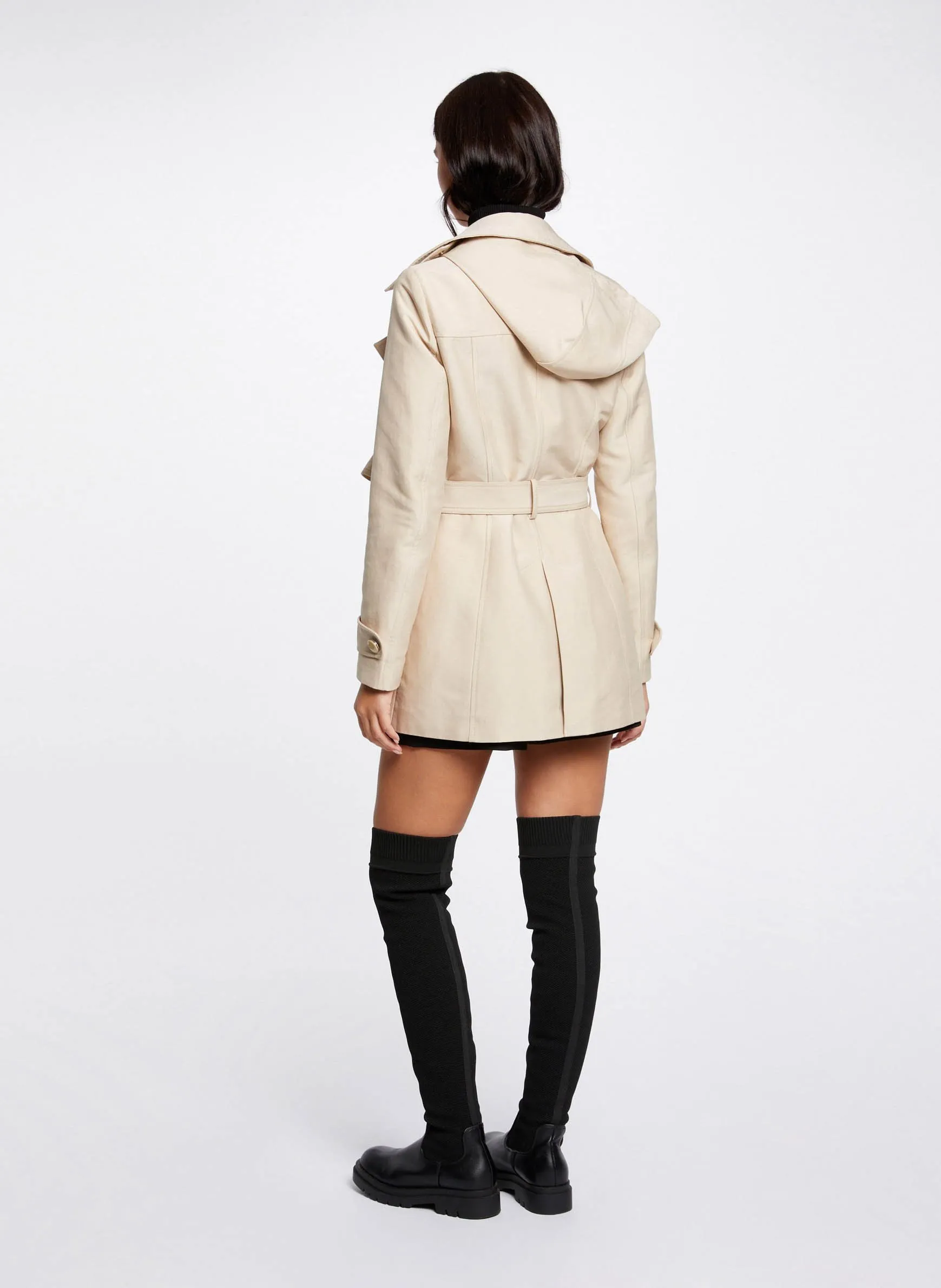  MORGAN   GLADIA - Trench sciancrato con revers e cappuccio | Beige