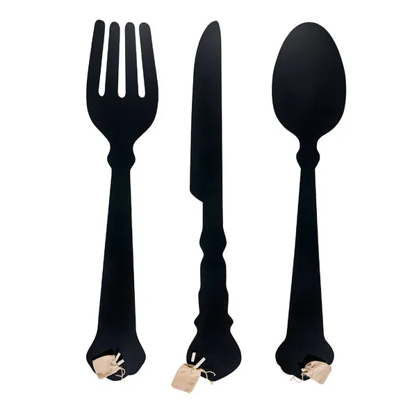 Novità Home Decorazione a parete posate magnum decor set  da 3 con gessetto, nero