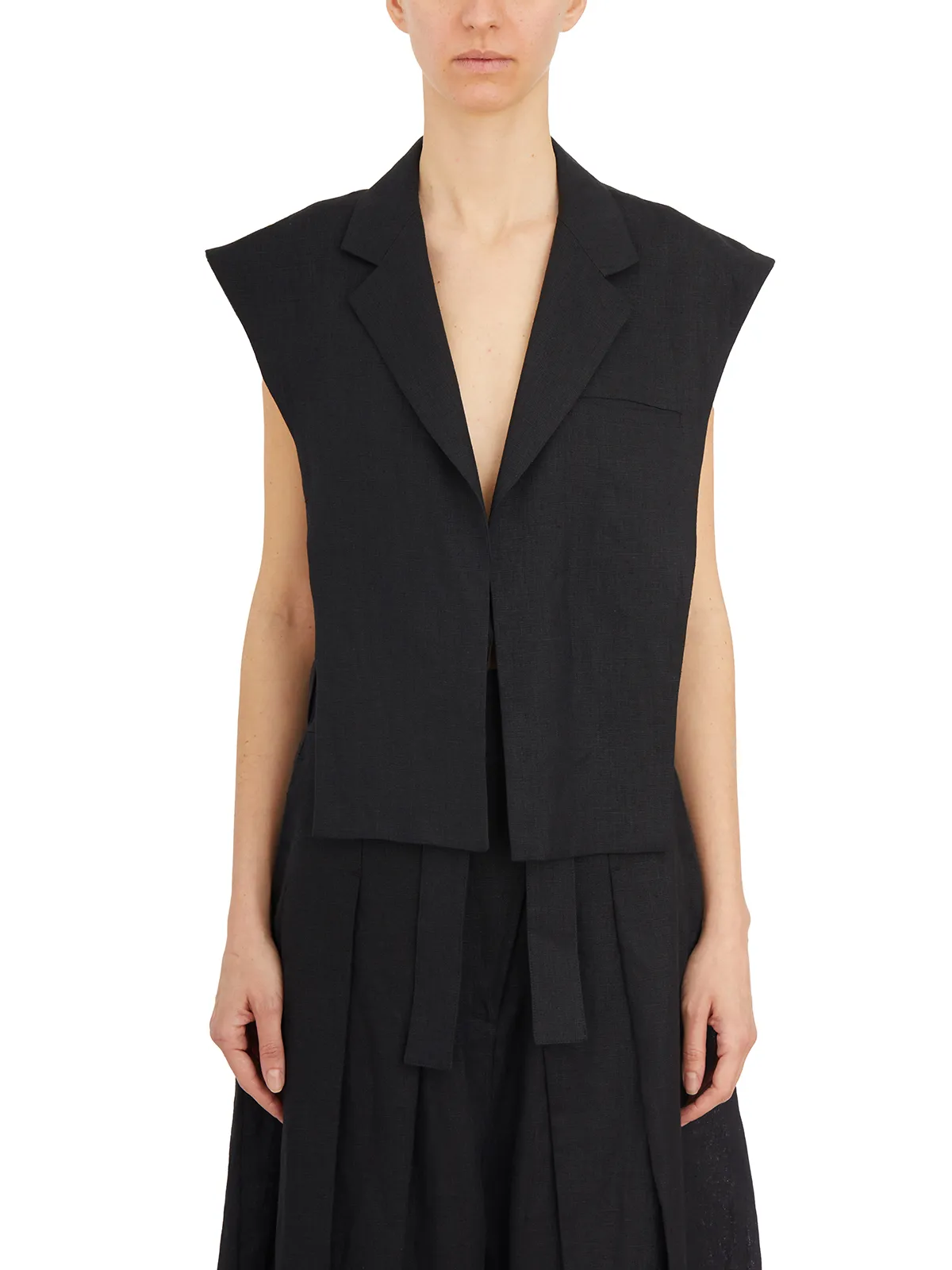 NU  GILET IN LINO TAGLIO GIACCA 