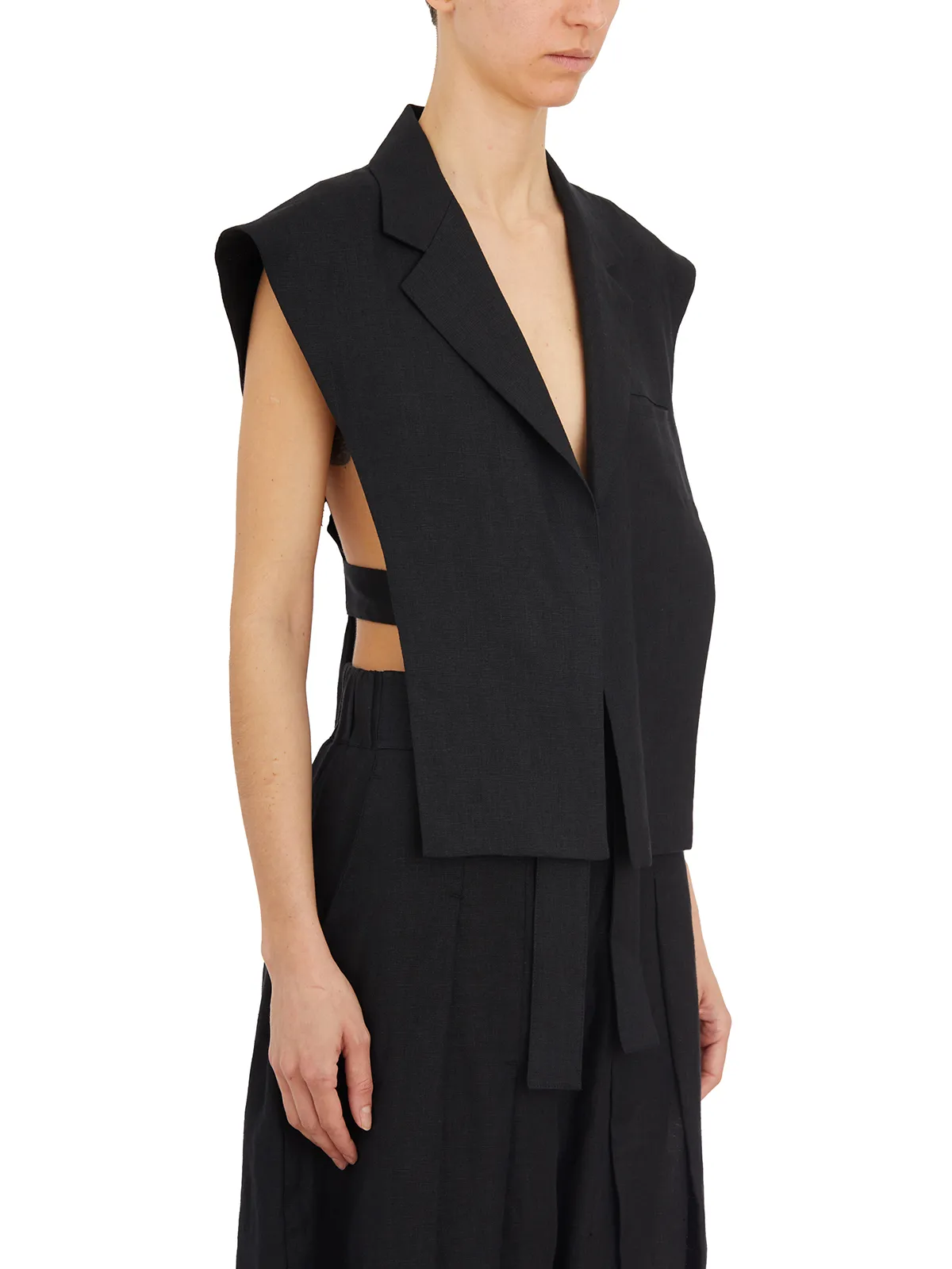 NU  GILET IN LINO TAGLIO GIACCA 