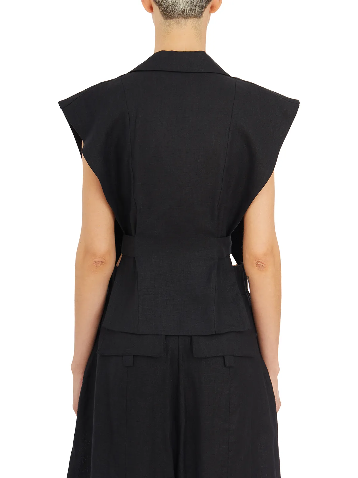 NU  GILET IN LINO TAGLIO GIACCA 