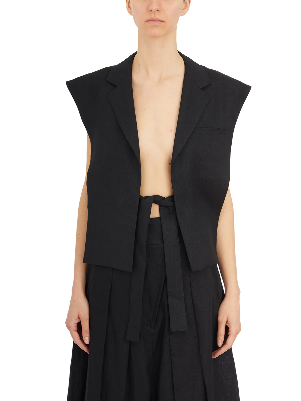 NU  GILET IN LINO TAGLIO GIACCA 