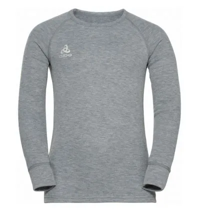 ODLO Active Active Warm Eco (grigio Melange) T-shirt tecnica maniche lunghe a maniche lunghe collo rotondo Bambino