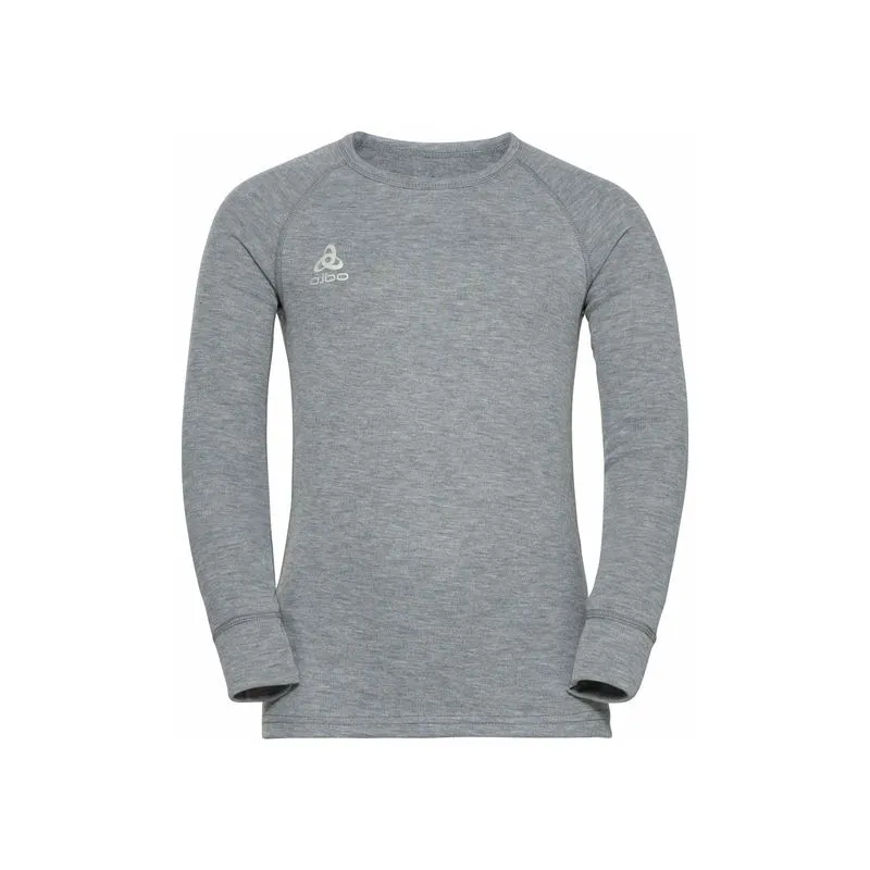 ODLO Active Active Warm Eco (grigio Melange) T-shirt tecnica maniche lunghe a maniche lunghe collo rotondo Bambino