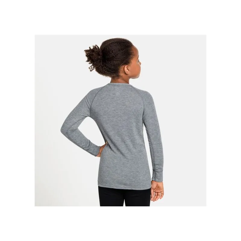 ODLO Active Active Warm Eco (grigio Melange) T-shirt tecnica maniche lunghe a maniche lunghe collo rotondo Bambino