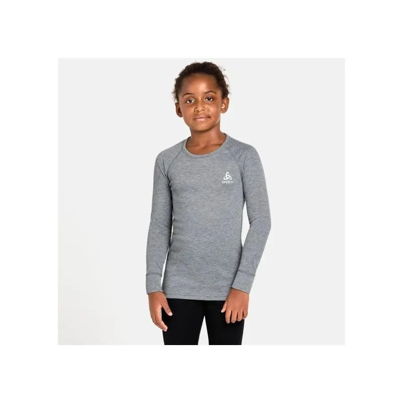 ODLO Active Active Warm Eco (grigio Melange) T-shirt tecnica maniche lunghe a maniche lunghe collo rotondo Bambino