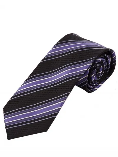 Optimum XXL Cravatta da uomo con disegno a righe Grigio scuro Viola Perla Bianco