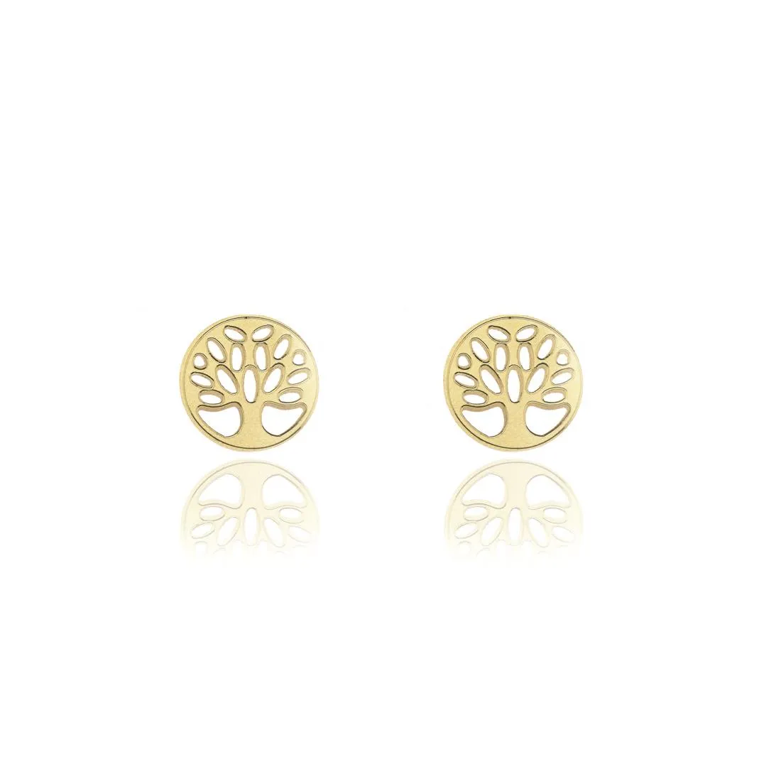 Orecchini al lobo in oro giallo 18kt design albero di vita