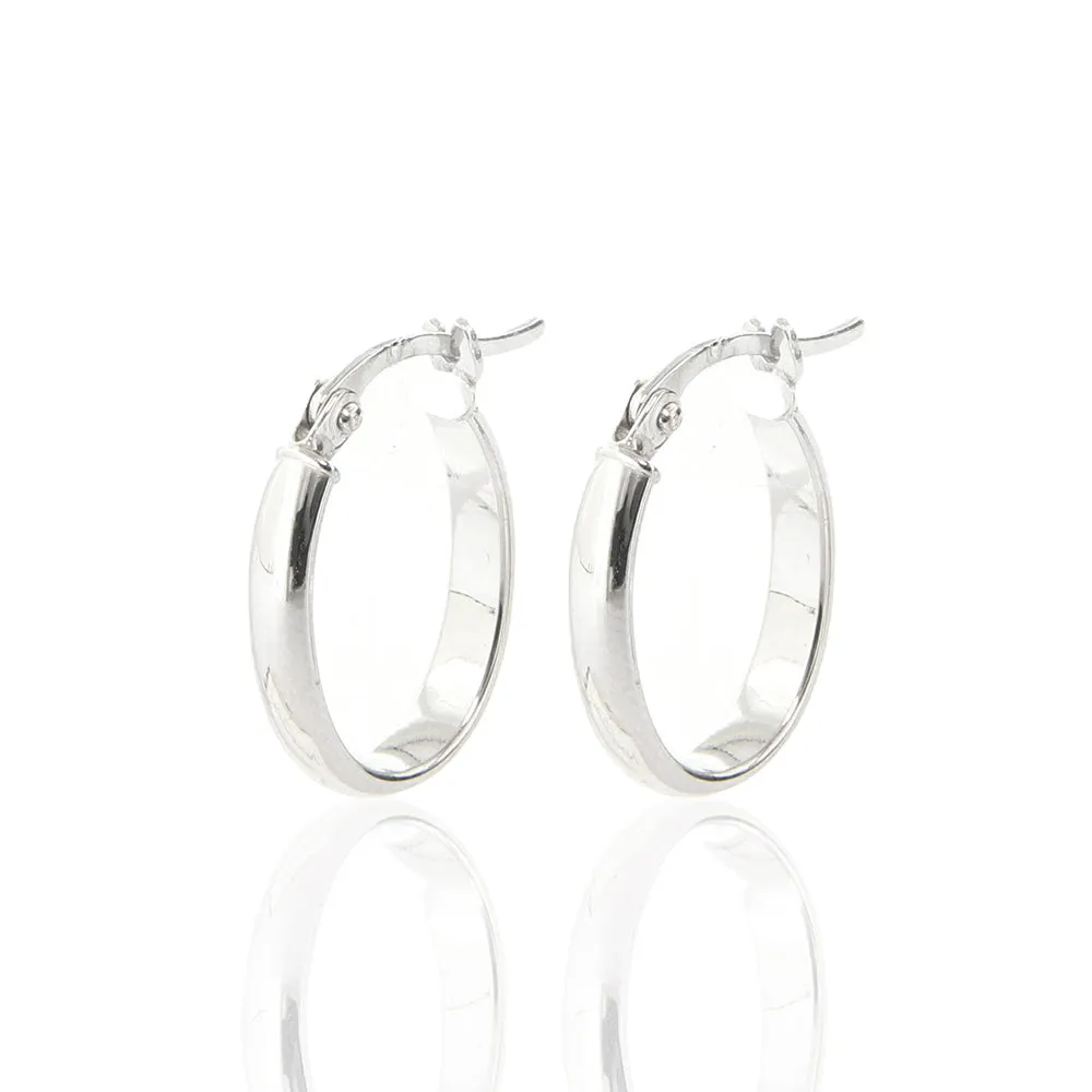 Orecchini Donna Ovali in Oro Bianco Lucidi