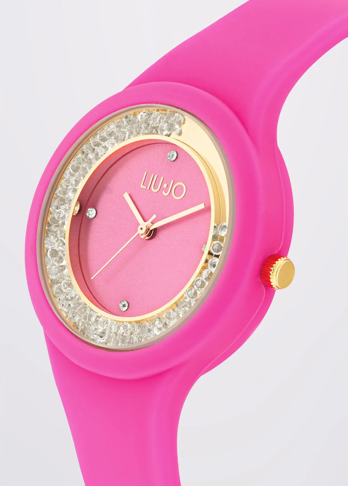 Orologio rosa in silicone con brill