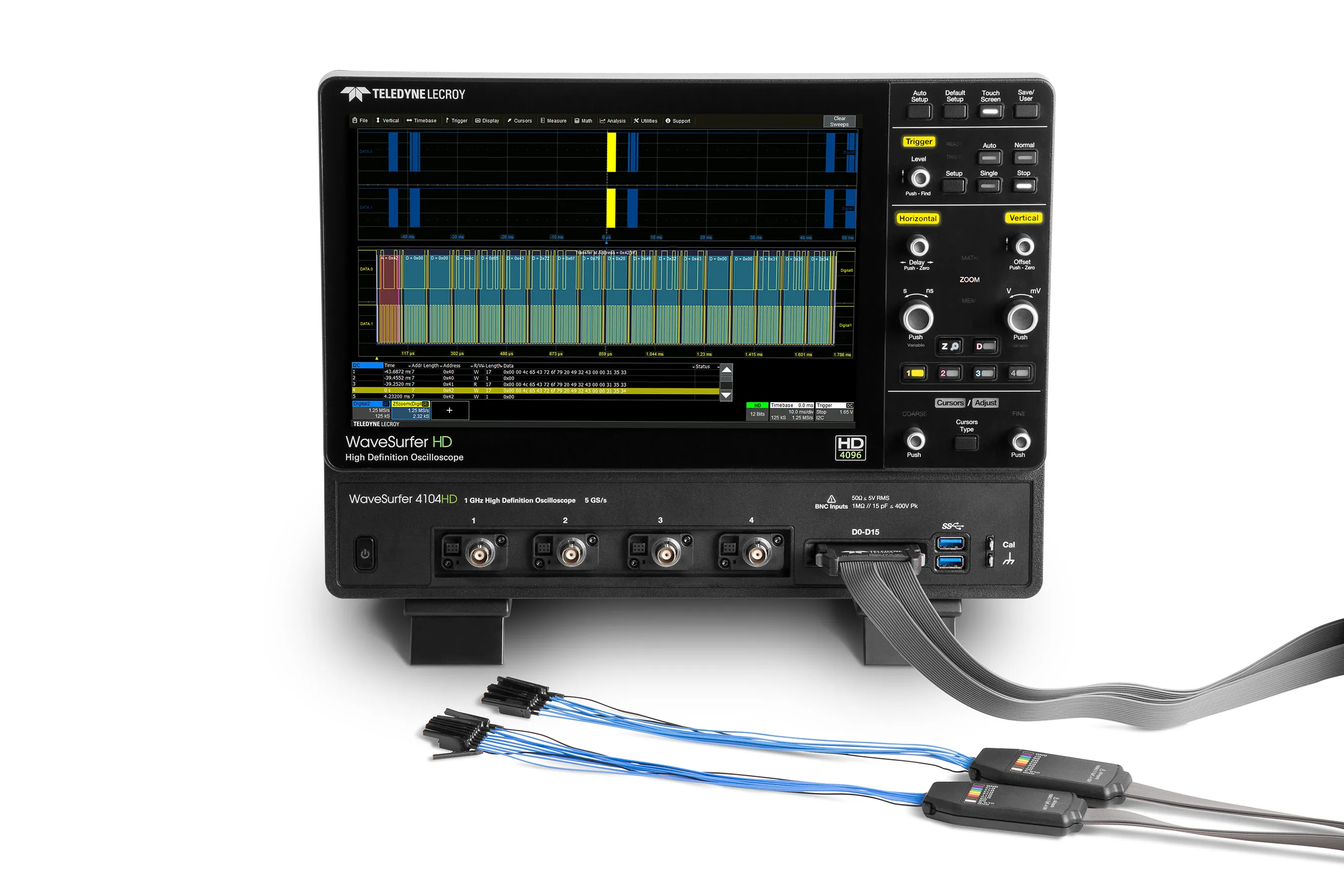 Oscilloscopio Da banco Teledyne LeCroy WaveSurfer 4104HD completamente caricato, 4 ch. analogici, 16 ch. digitali, 1GHz
