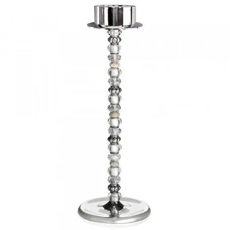OTTAVIANI PORTACANDELE CON BEADS BIANCHI