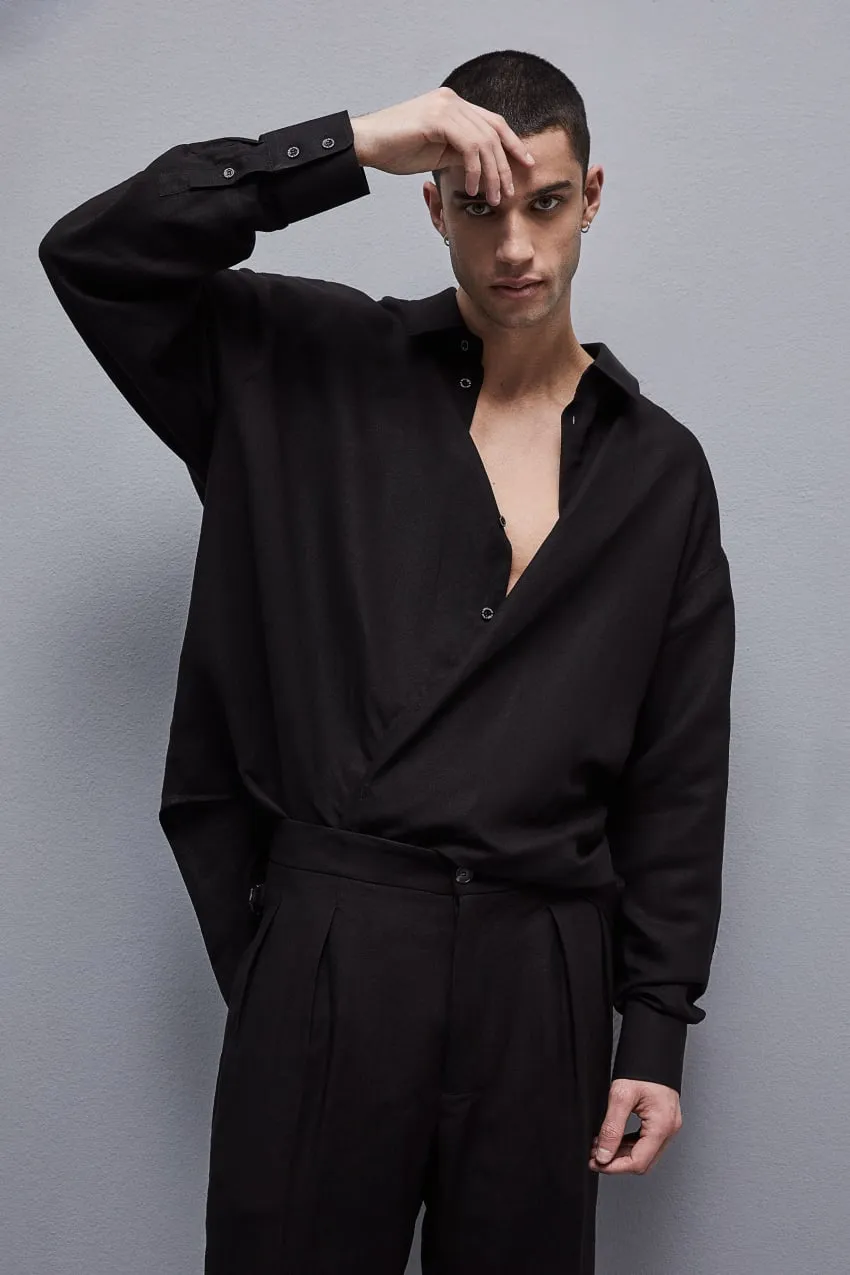 Oversize-Hemd aus Leinen und Viskose