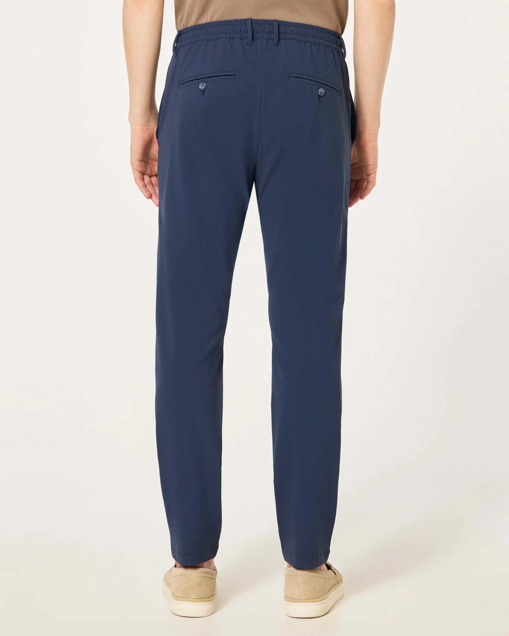 Pantalaccio Mitte blu indaco in tessuto tecnico stretch con una pinces