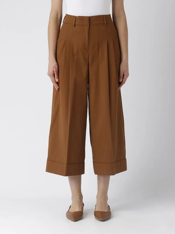 Pantalone donna PT Torino in cotone e seta stretch Tabacco