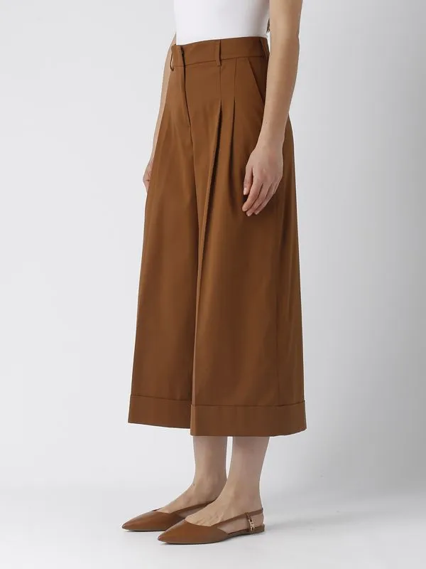 Pantalone donna PT Torino in cotone e seta stretch Tabacco