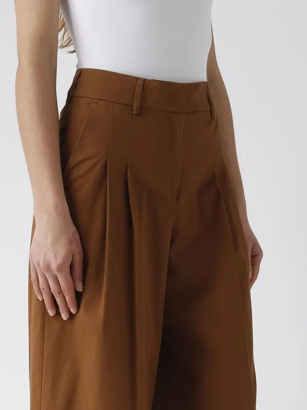 Pantalone donna PT Torino in cotone e seta stretch Tabacco