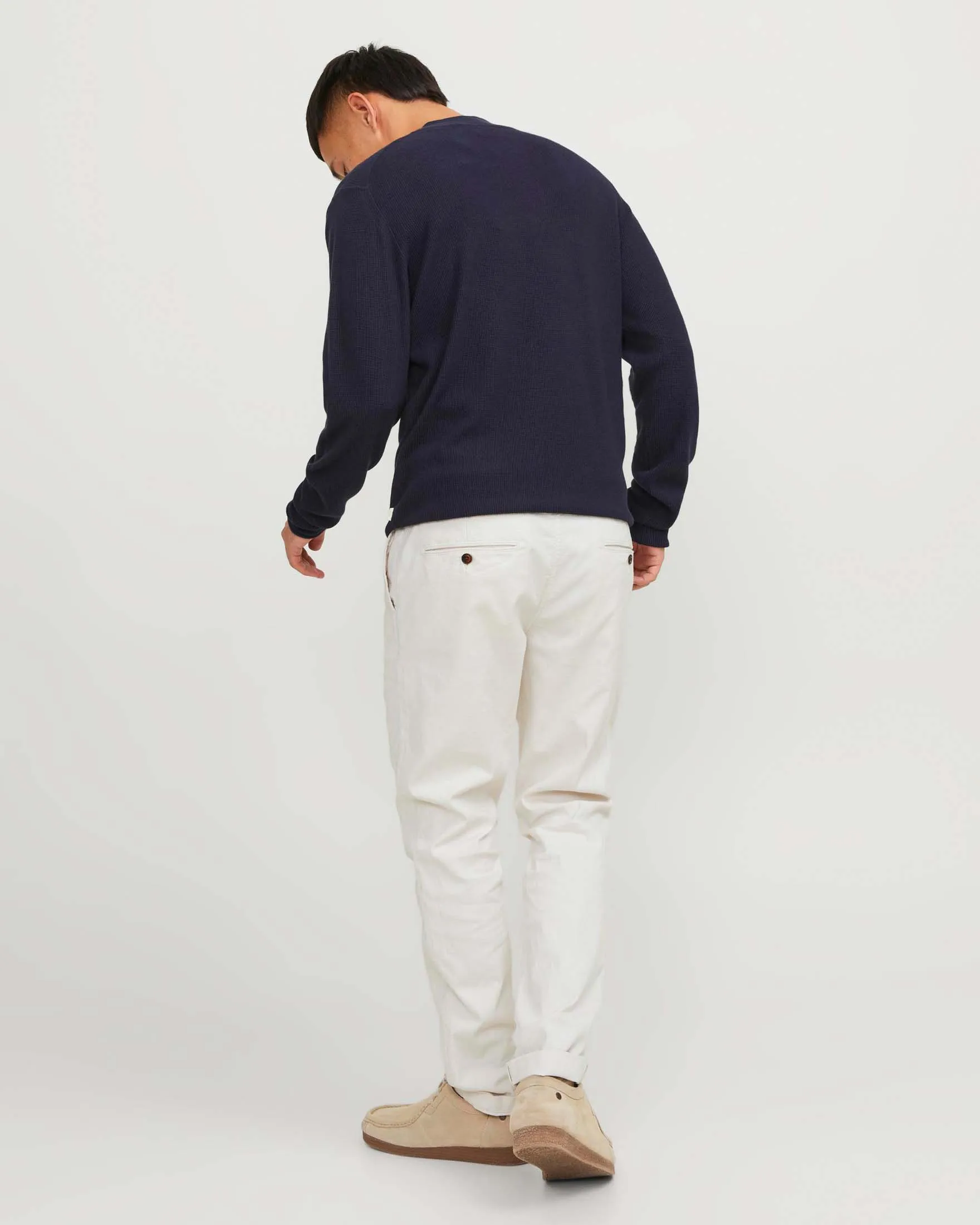 Pantaloni chino slim-fit a vita bassa bianchi in cotone stretch armaturato