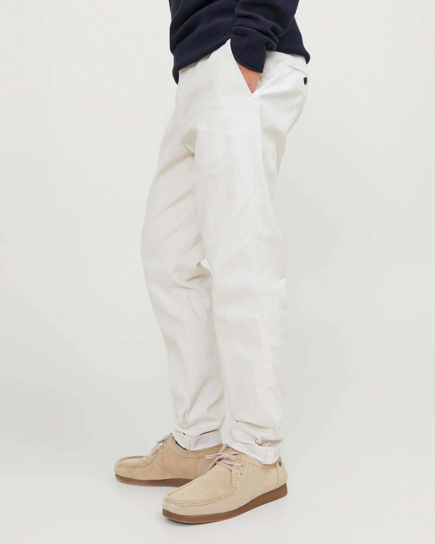 Pantaloni chino slim-fit a vita bassa bianchi in cotone stretch armaturato