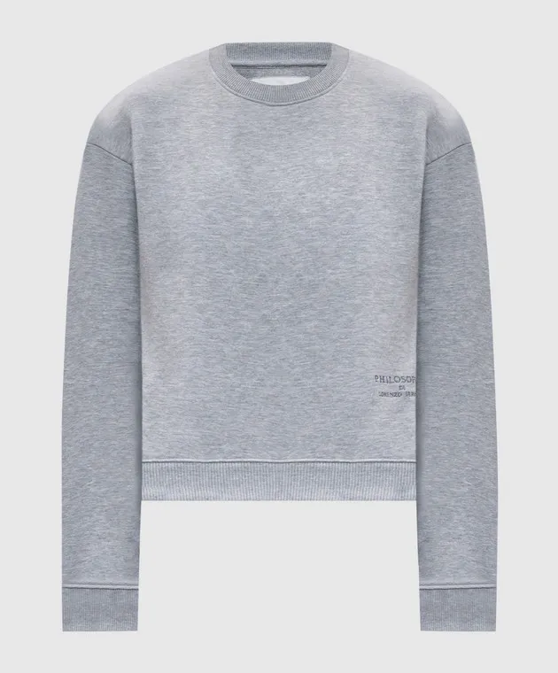 Philosophy di Lorenzo Serafini Felpa grigio melange con ricamo logo A17035749