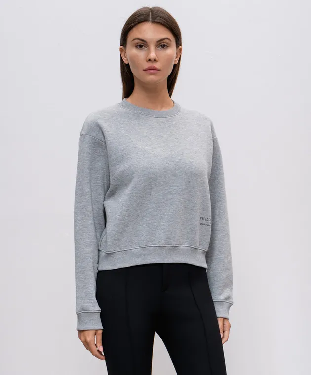 Philosophy di Lorenzo Serafini Felpa grigio melange con ricamo logo A17035749