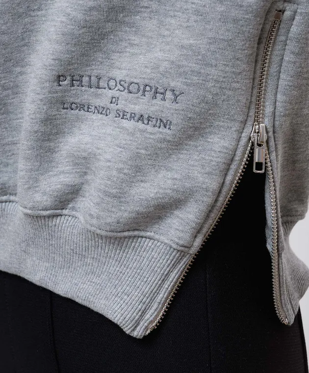 Philosophy di Lorenzo Serafini Felpa grigio melange con ricamo logo A17035749