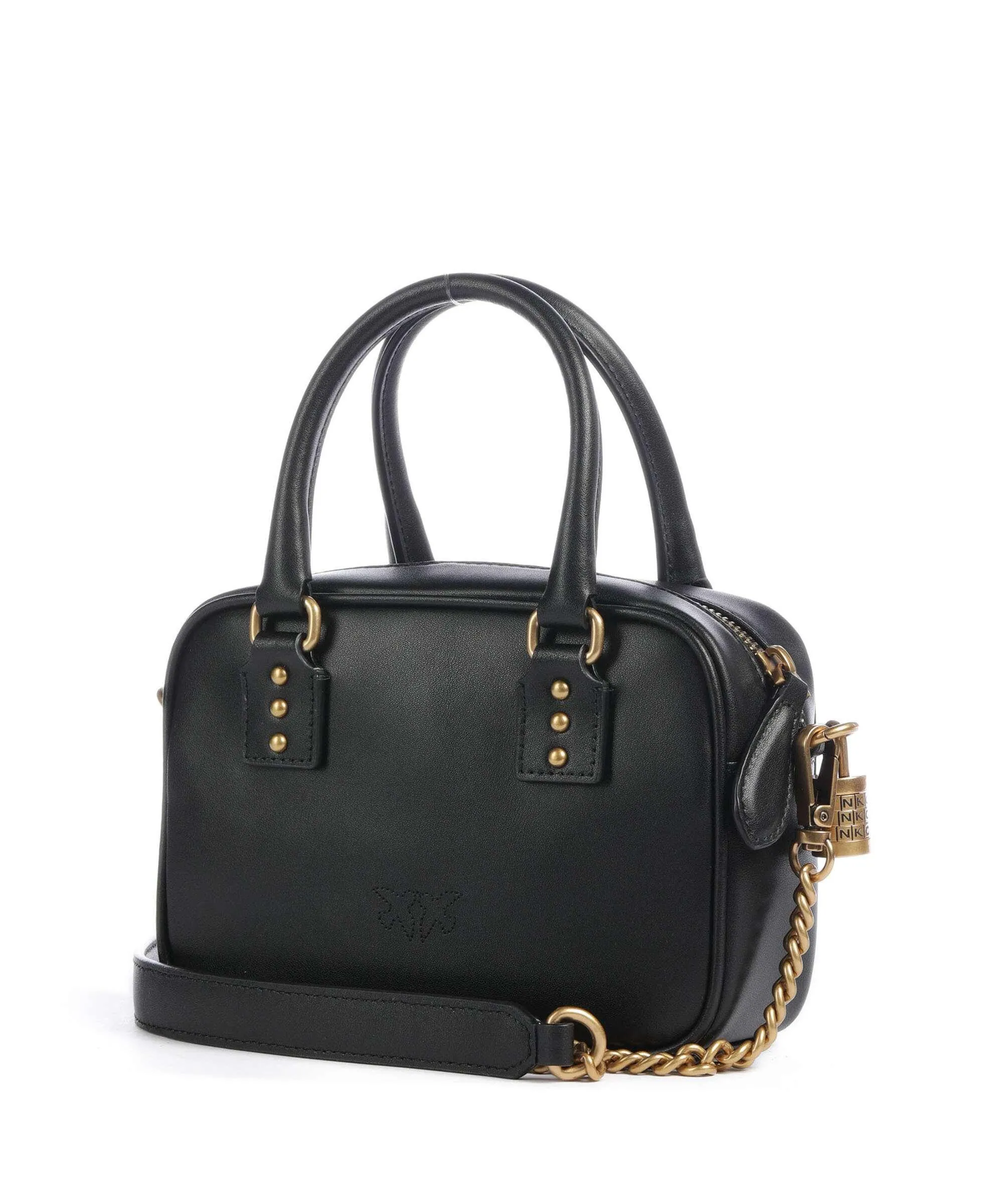  Pinko Bowling Mini Borsa a tracolla pelle di vitello finemente grana nero  