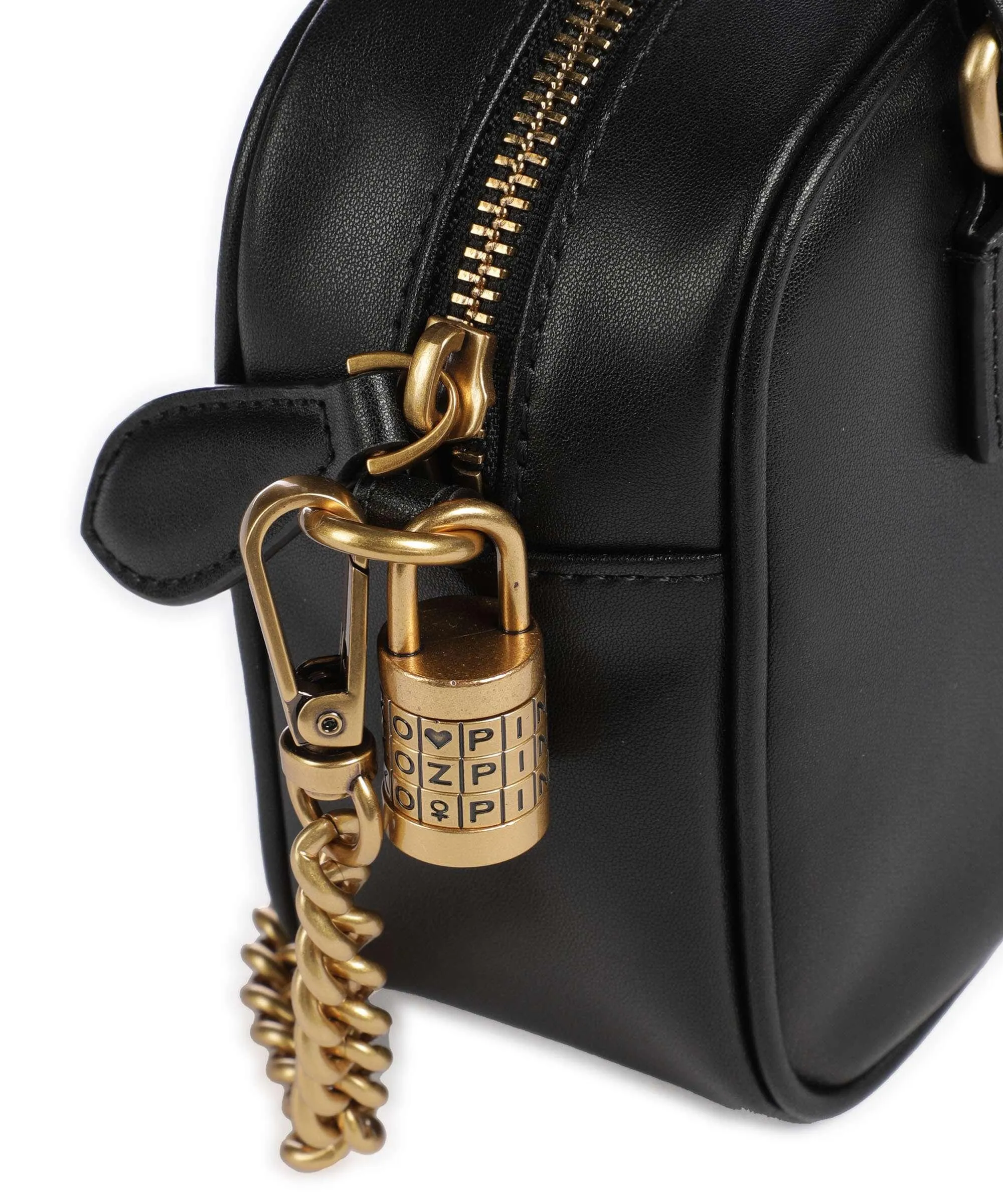  Pinko Bowling Mini Borsa a tracolla pelle di vitello finemente grana nero  