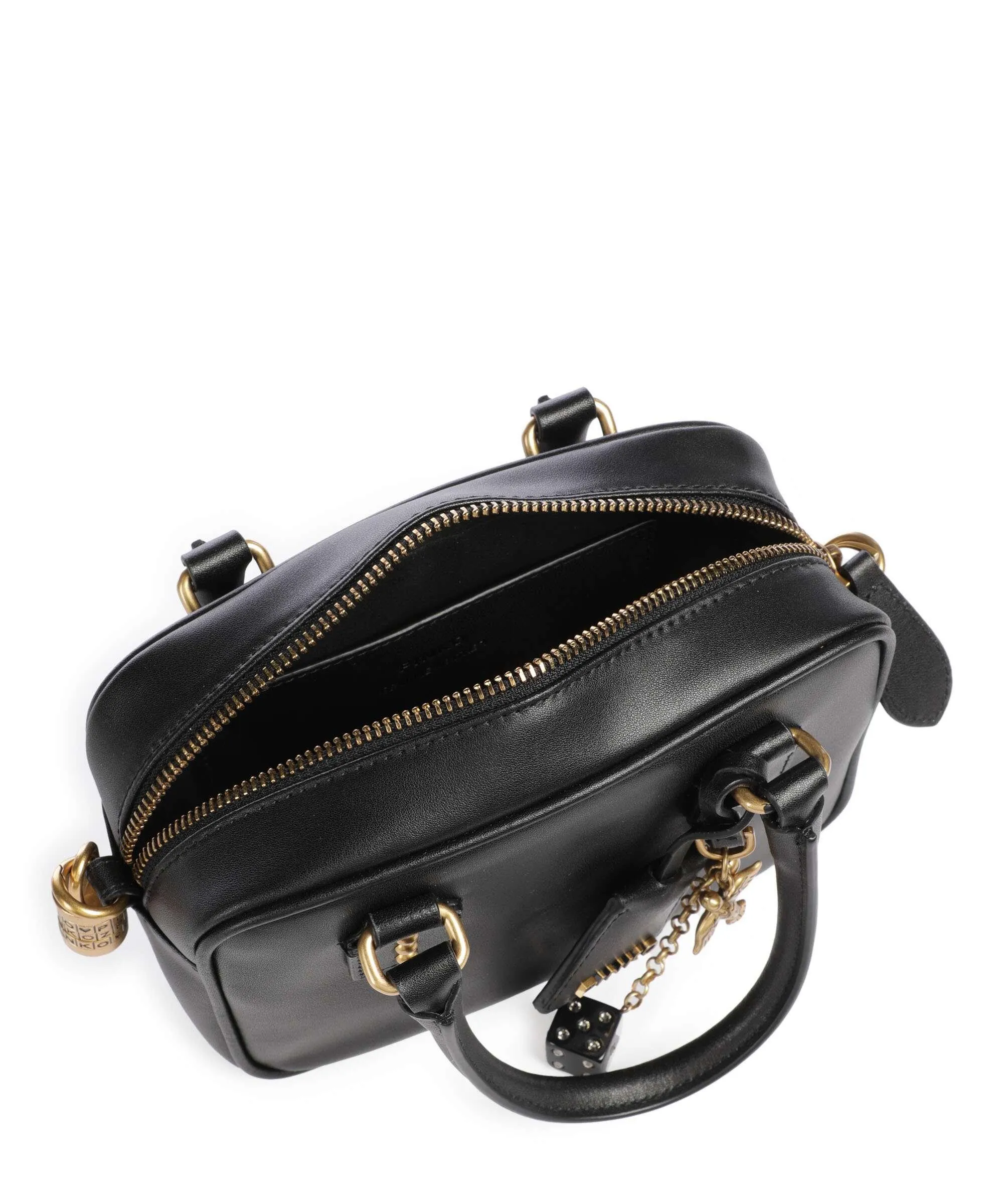  Pinko Bowling Mini Borsa a tracolla pelle di vitello finemente grana nero  