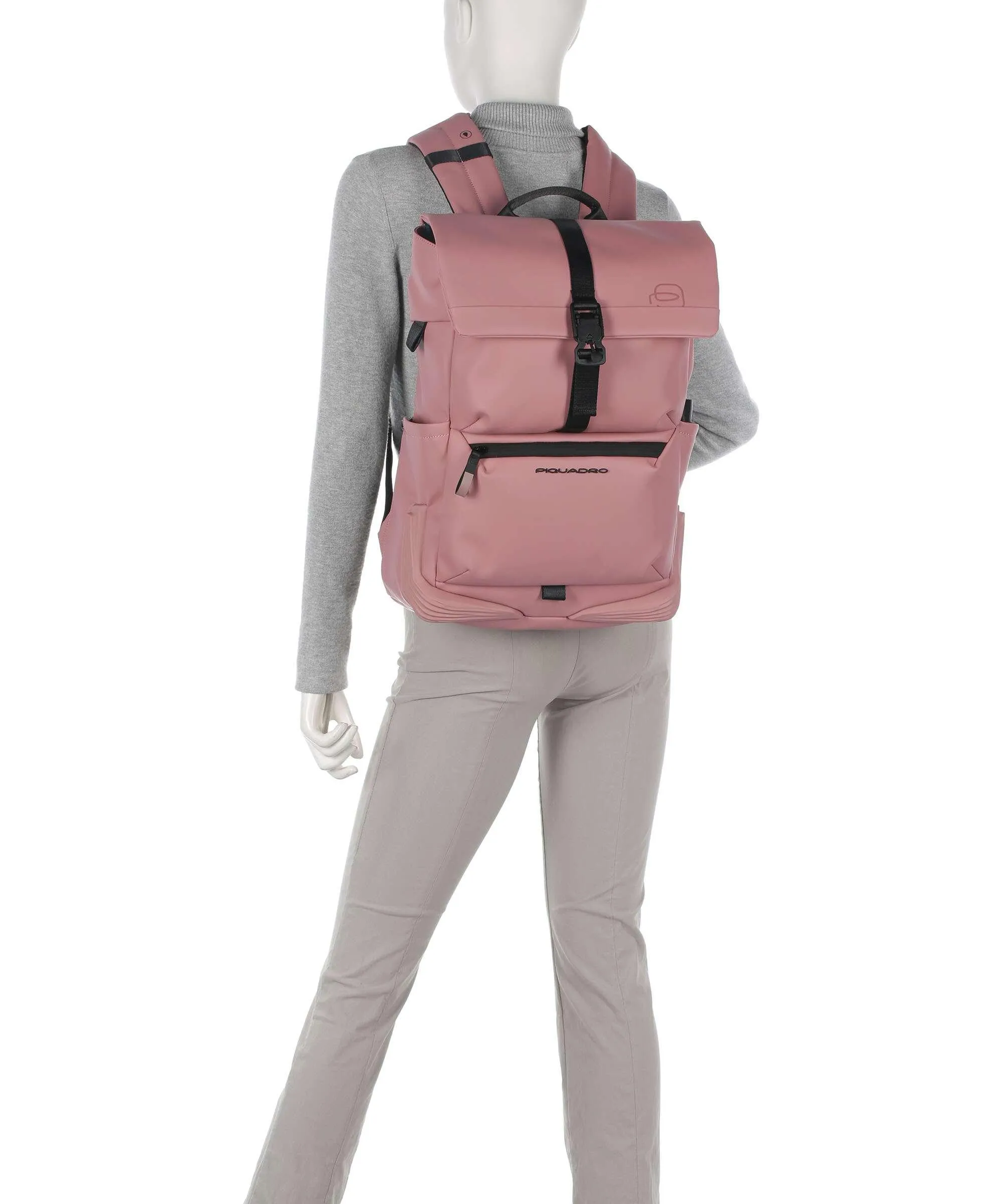  Piquadro Corner 2.0 Zaino roll-top 15″ poliuretano rosa  