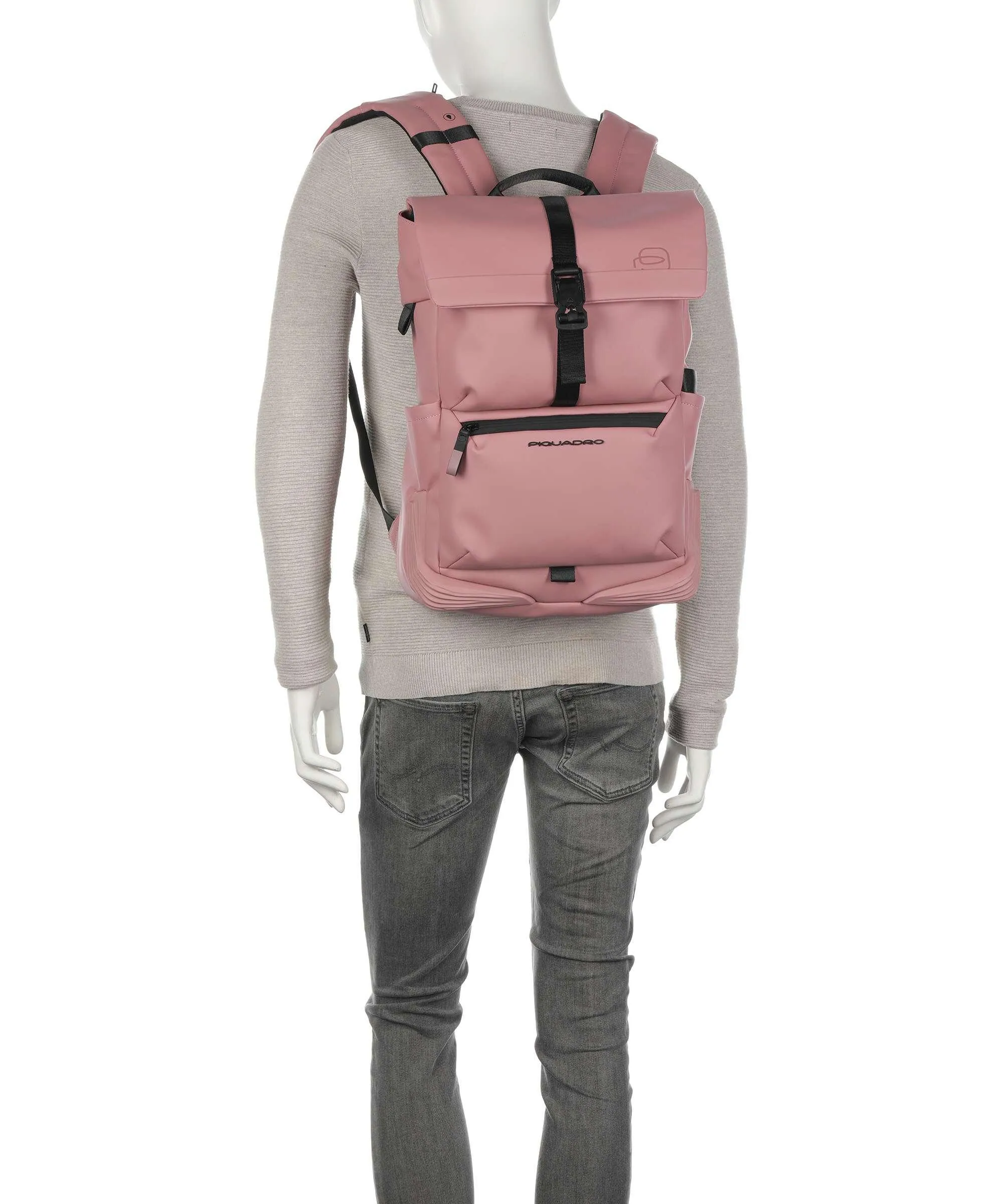  Piquadro Corner 2.0 Zaino roll-top 15″ poliuretano rosa  