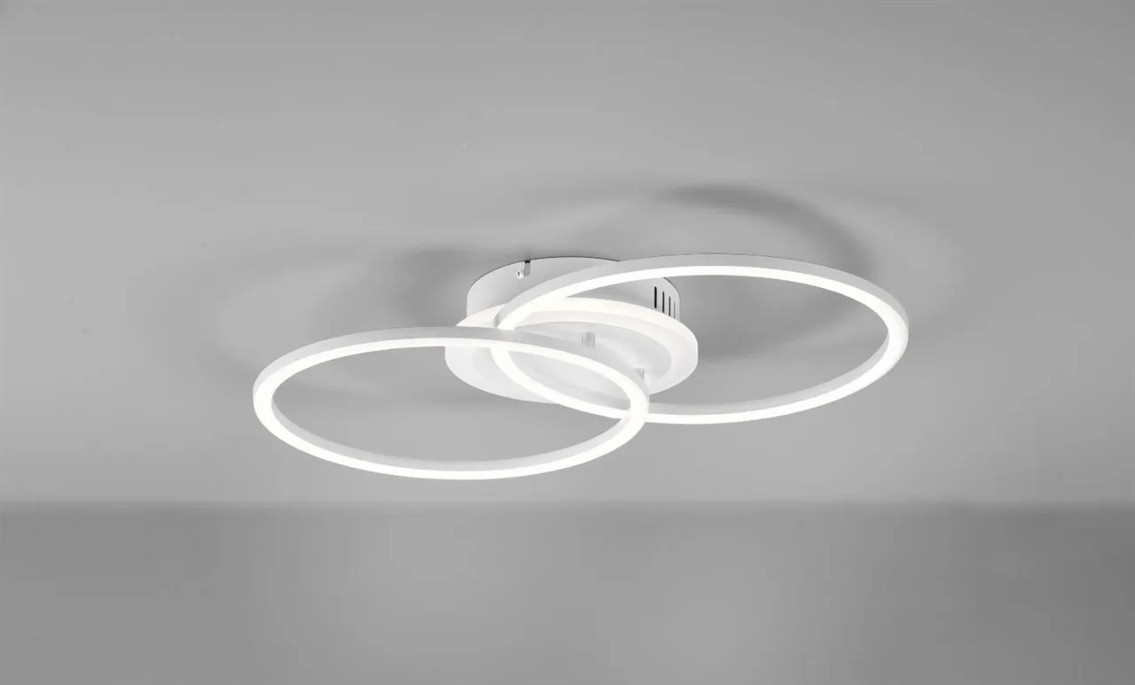 Plafoniera Doppio Cerchio Led 4000k Switch Dimmer Venida Bianco Trio Lighting