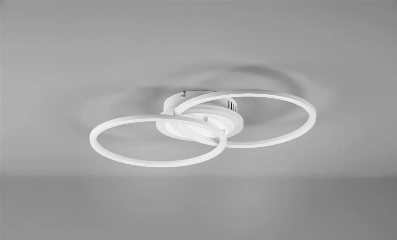 Plafoniera Doppio Cerchio Led 4000k Switch Dimmer Venida Bianco Trio Lighting