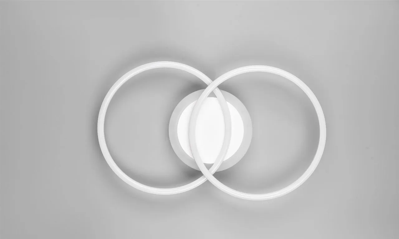 Plafoniera Doppio Cerchio Led 4000k Switch Dimmer Venida Bianco Trio Lighting