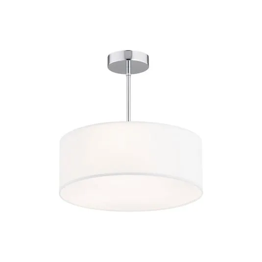 Plafoniera Oja, bianco/cromo, tessuto, Ø 40 cm