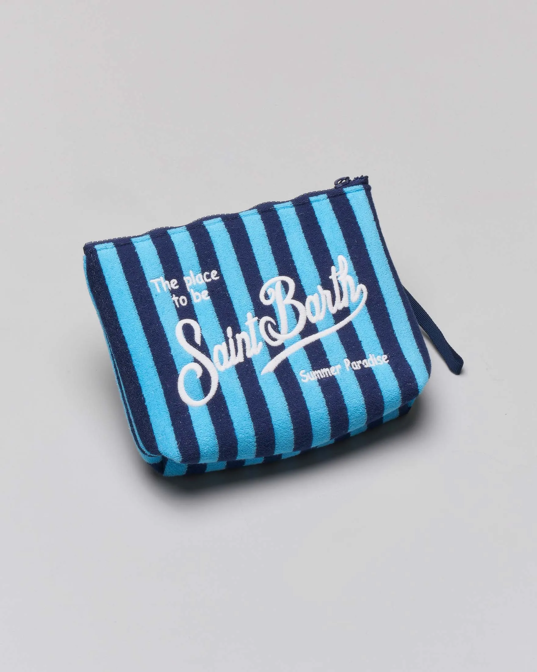 Pochette Aline in spugna a righe azzurre e blu